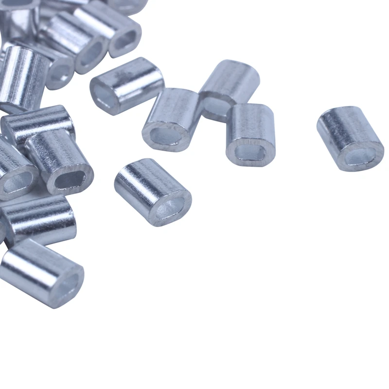 100 Pcs 1mm Steel Wire Rope Aluminum Ferrules Sleeves Silver Tone | Обустройство дома