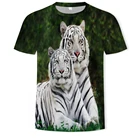 Мужская Повседневная футболка с принтом тигра, с коротким рукавом, 2021