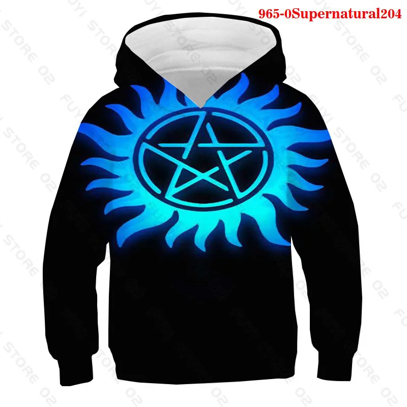 3D Supernatural Hoodie Kids Teens Funny Pullover Sweatershirt Casual Streetwear Boys Harajuku Hoodies | Мужская одежда