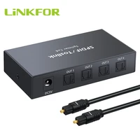 linkfor 1 in 4 out digital optical audio 1x4 splitters with optical cable spdif toslink optical fiber aluminum audio splitter