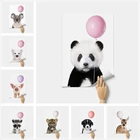 Коричневый медведь, свинка, животное, в скандинавском стиле, плакат, детской комнаты, домашний декор, плакаты, холст, картина K669