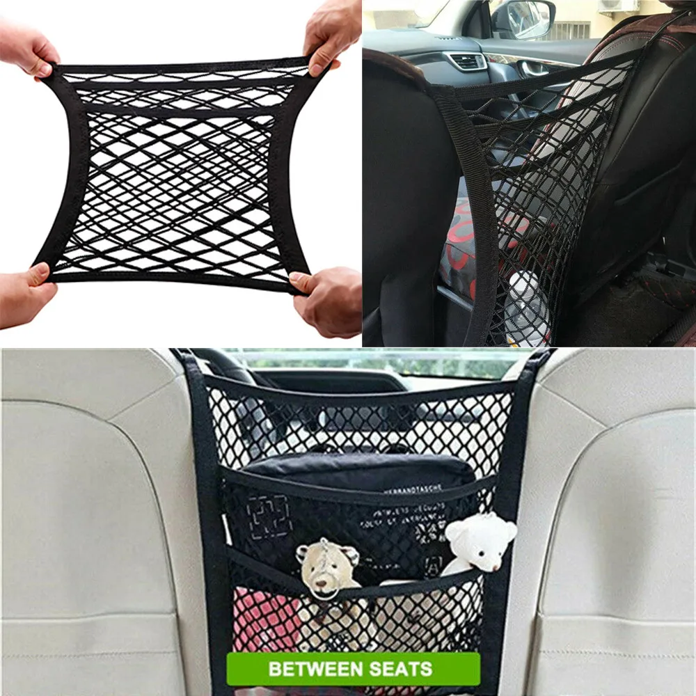 

Organizer Car Storage Net With 4 Plastic Hooks Auto Seat Luggage Cargo Net Pocket