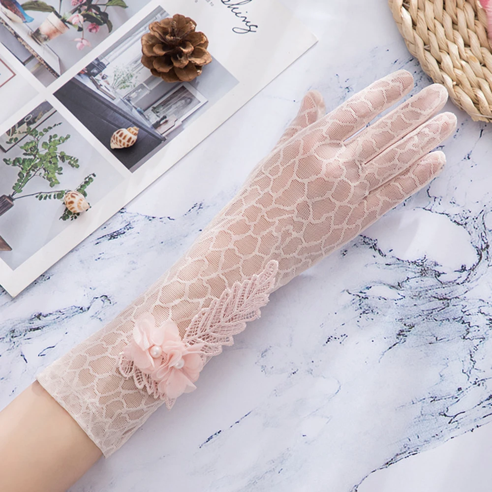 Летние сексуальные кружевные перчатки для женщин модные женские с цветком