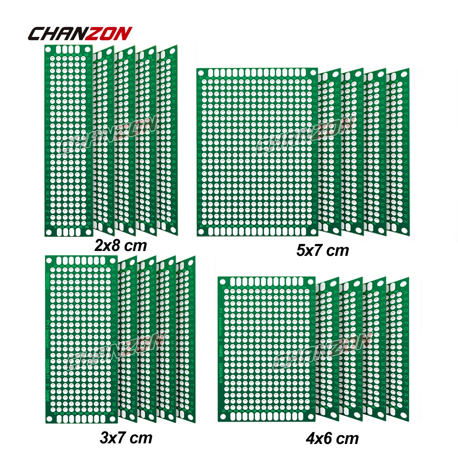 Двухсторонняя печатная плата 2x8 3x7 4x6 5x7 20 шт. | Электронные компоненты и