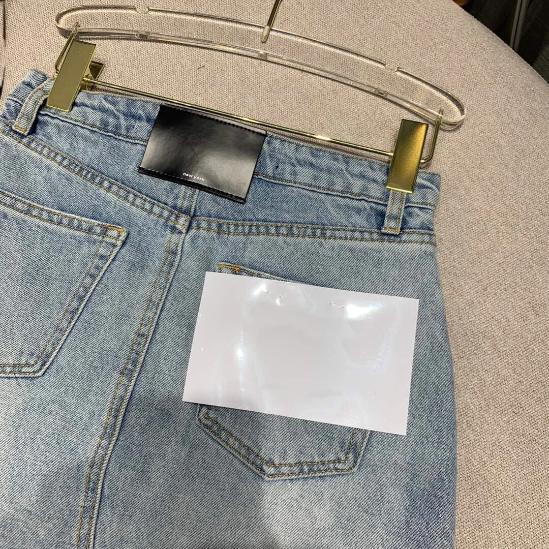 

light blue denim womens new high-end tassel hem mini pencil skirt sexy high waist runway design jeans skirts