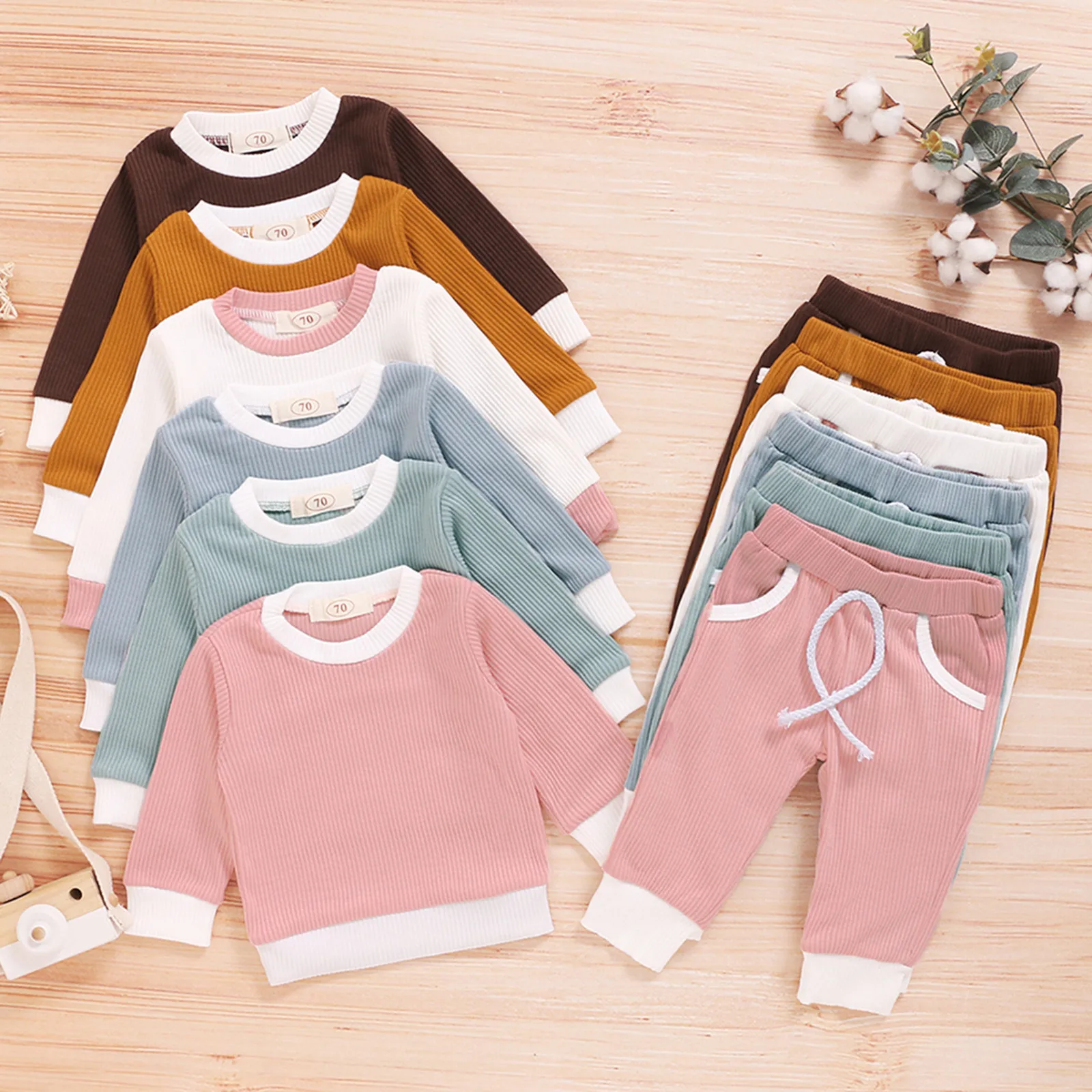 (От 3 месяцев до 4 лет) Детский костюм новая модная зимняя простая однотонная кофта