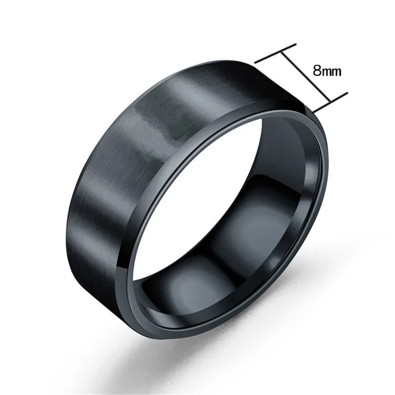 Мужское кольцо из матовой нержавеющей стали черное/золотистое/серебристое