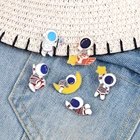 Женская брошка из джинсовой ткани, с эмалью, в виде звезды