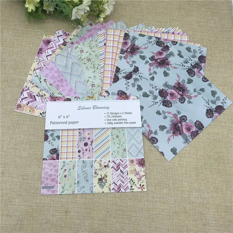 

24 sheet 6"X6"Lovely Silence Blooming flower patterned paper Scrapbooking paper pack handmade craft paper craft Background pad
