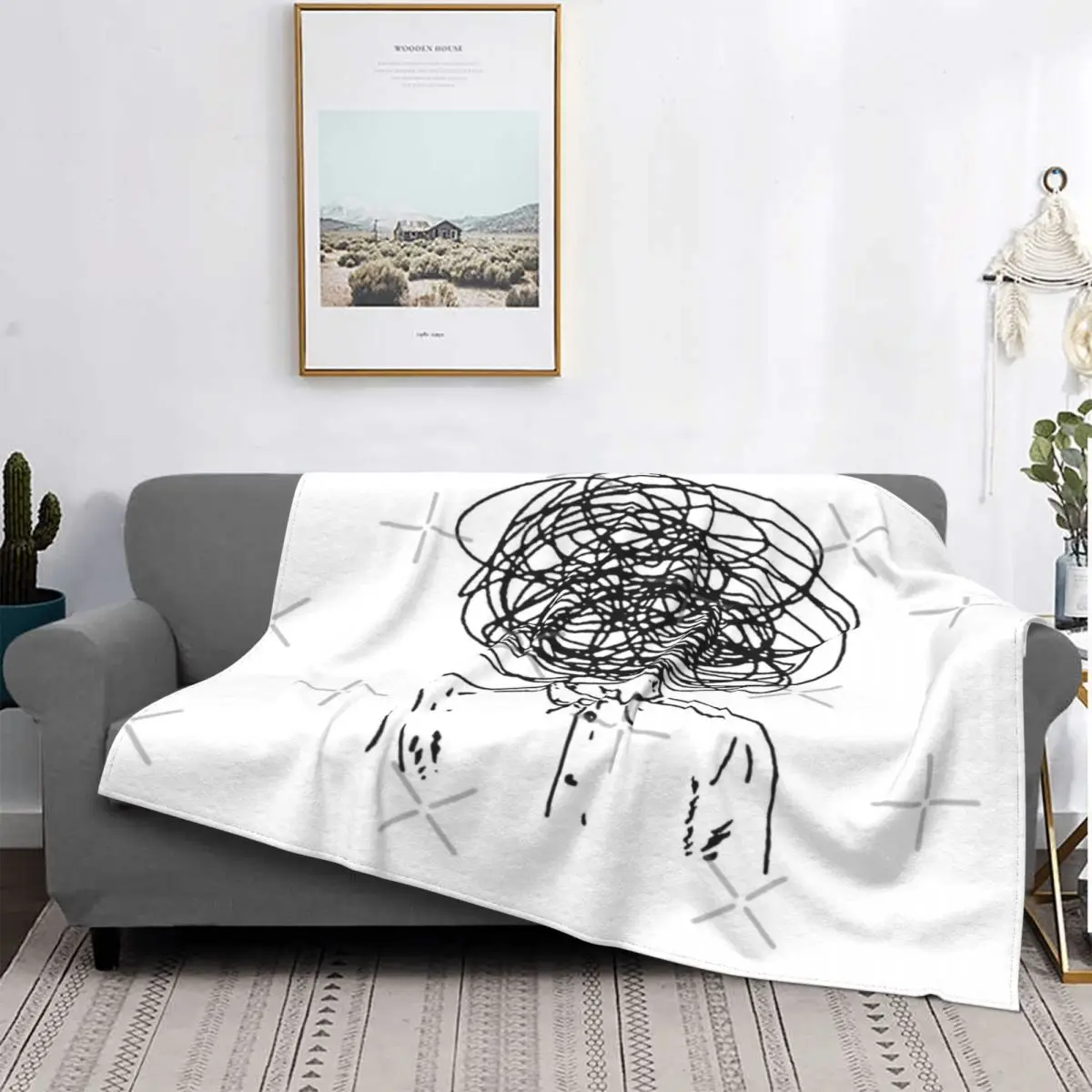 

Manta Overthinking para cama, colcha a quadros, 90, 220x240