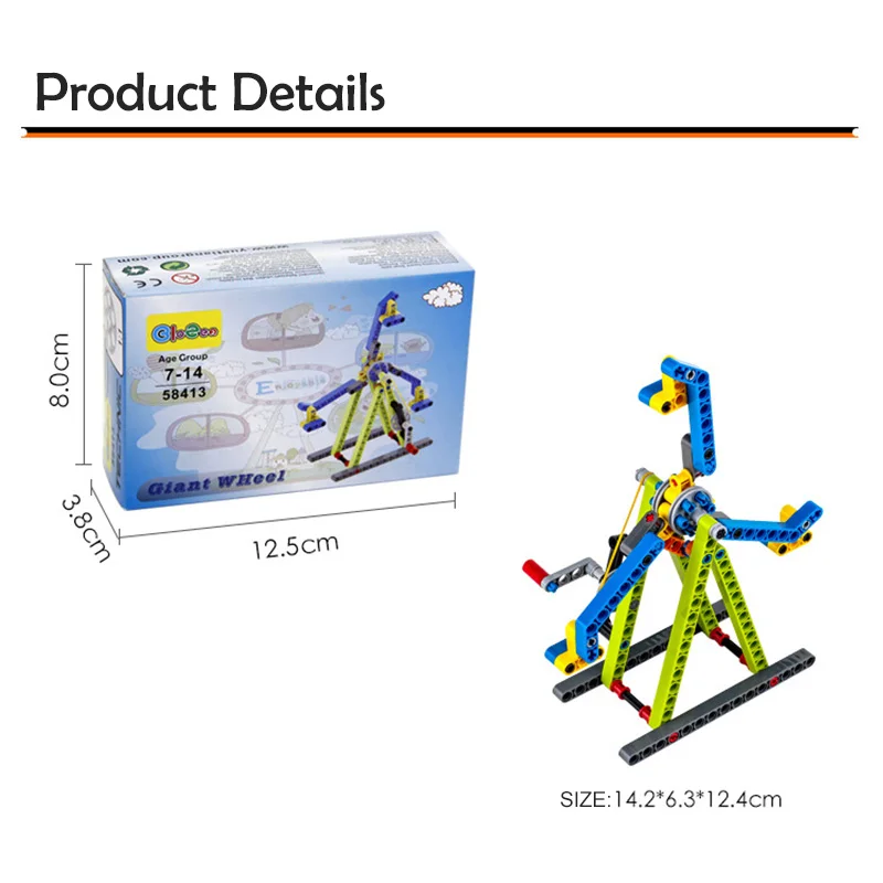 

Engineering Mechanical Gear Bricks Technical Building Block Ferris Wheel Model STEM Science Educational Toys Gifts