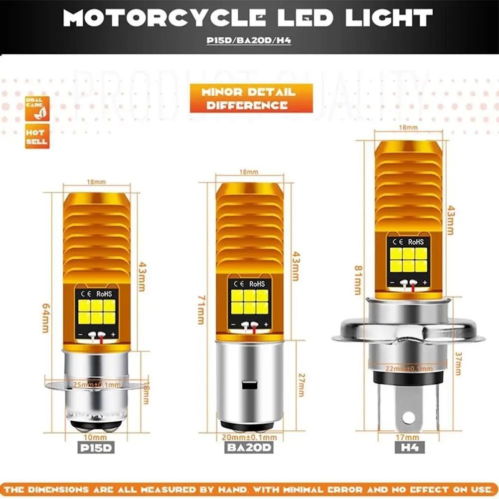 1PC P15D H4 BA20D Led Motorcycle Headlight Bulb P15d 3030LED Scooter Light Lamp Moto Accessories 6000K Ba20d COB |