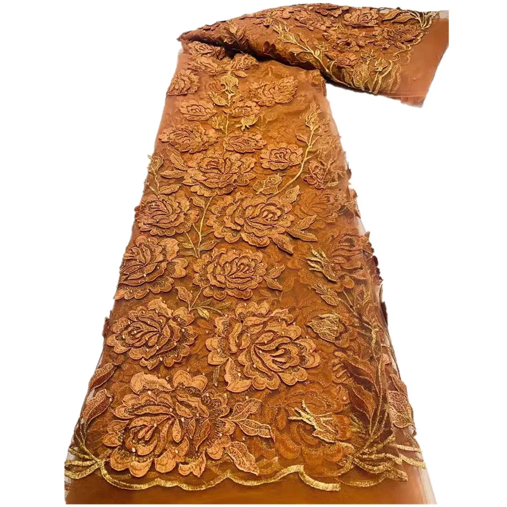 

French Jacquard Lace Fabric Unique African Gilding Lace Fabric Brocade Bridal Material For Nigerian Wedding Party CD-350