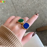 kshmir new2021 stone multi color vintage ring fashion square ring temperament geometric index finger ring girl ring jewelry gift