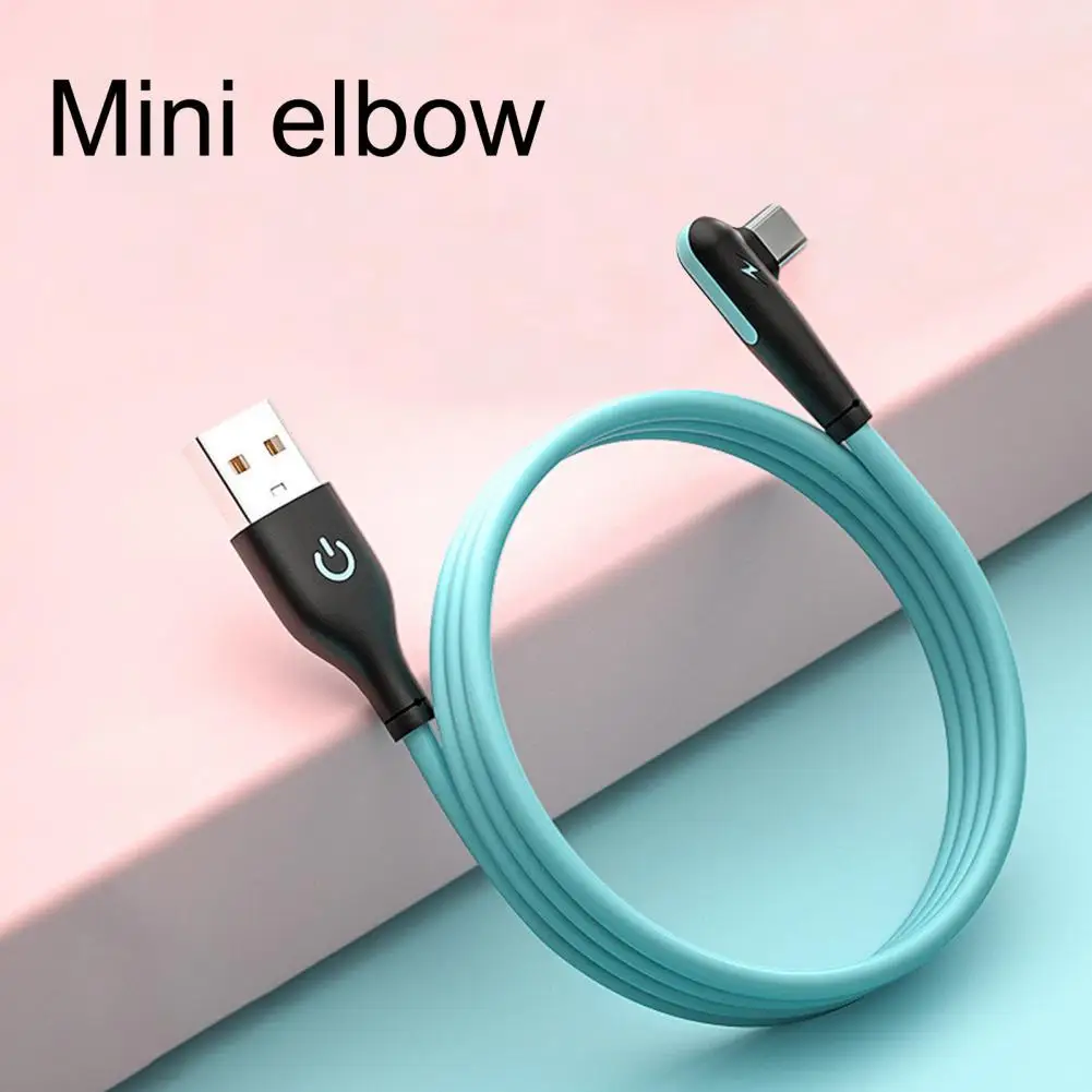 

1M/2M USB Type C Cable For Samsung Huawei Xiaomi Liquid Silicone Fast Charging Elbow Data Wire Cord Charger Mobile Phone