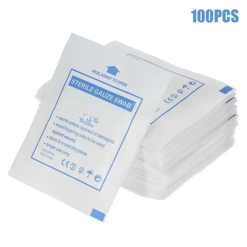 

Sterile Gauze Pad Gauze Pad 100PCS 5*5cm 8ply 100% Cotton Wound Dressing Isolate Wounds Absorb Exudate Waterproof Emergency