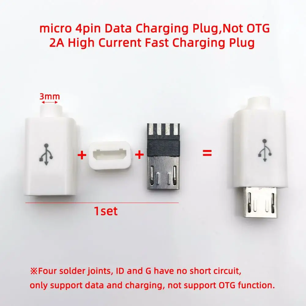 10 комплектов тип сварочной проволоки 4Pin 5PIN 1A/2A большой ток DIY Micro USB штекер разъемы комплект соединителей w/Чехлы OTG разъем - Цвет: 2A 4P white 10 sets