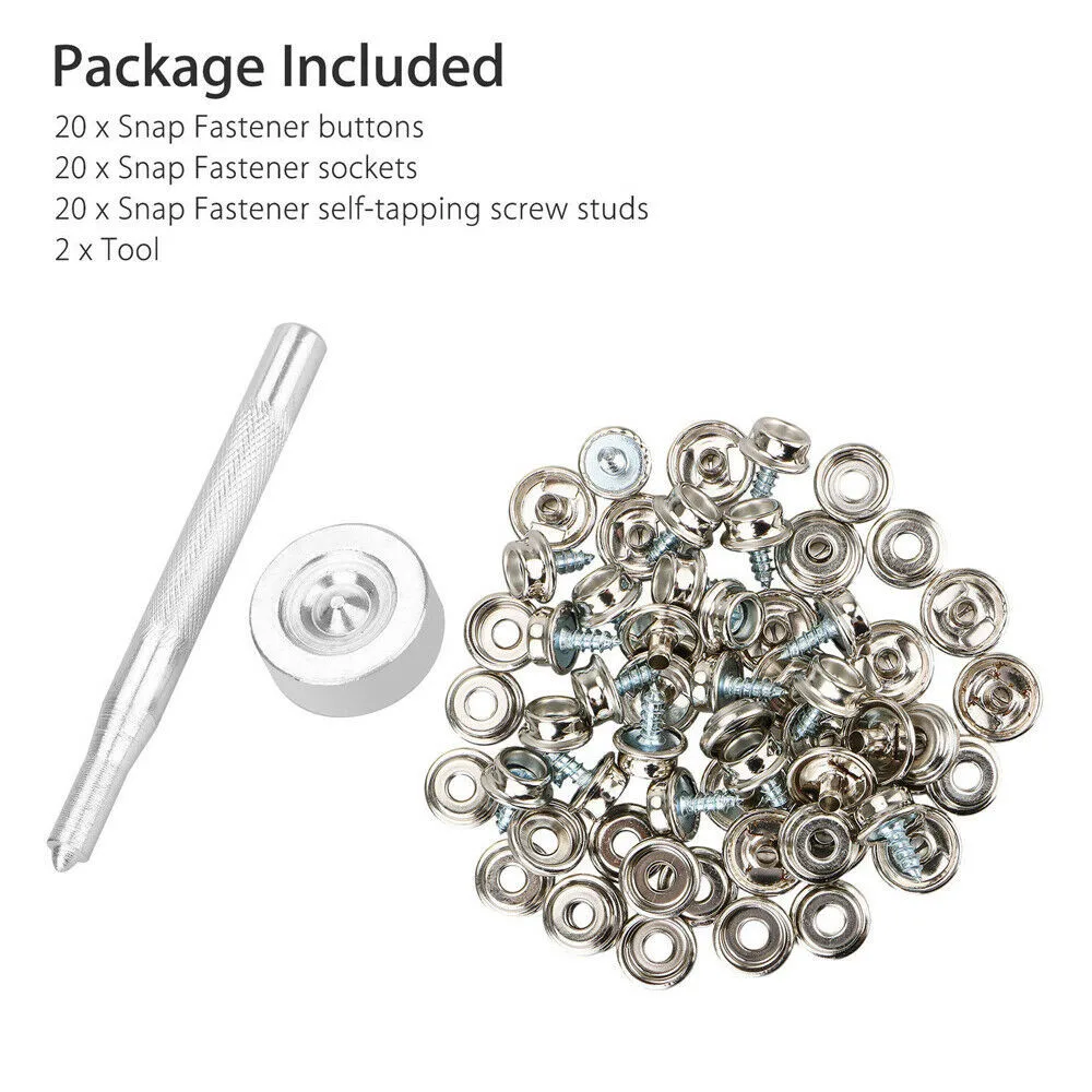 

Accessories Stud Snap Kit Canvas To Screw Replacement Silver Stainless Steel 100% Brand New 62 Pcs