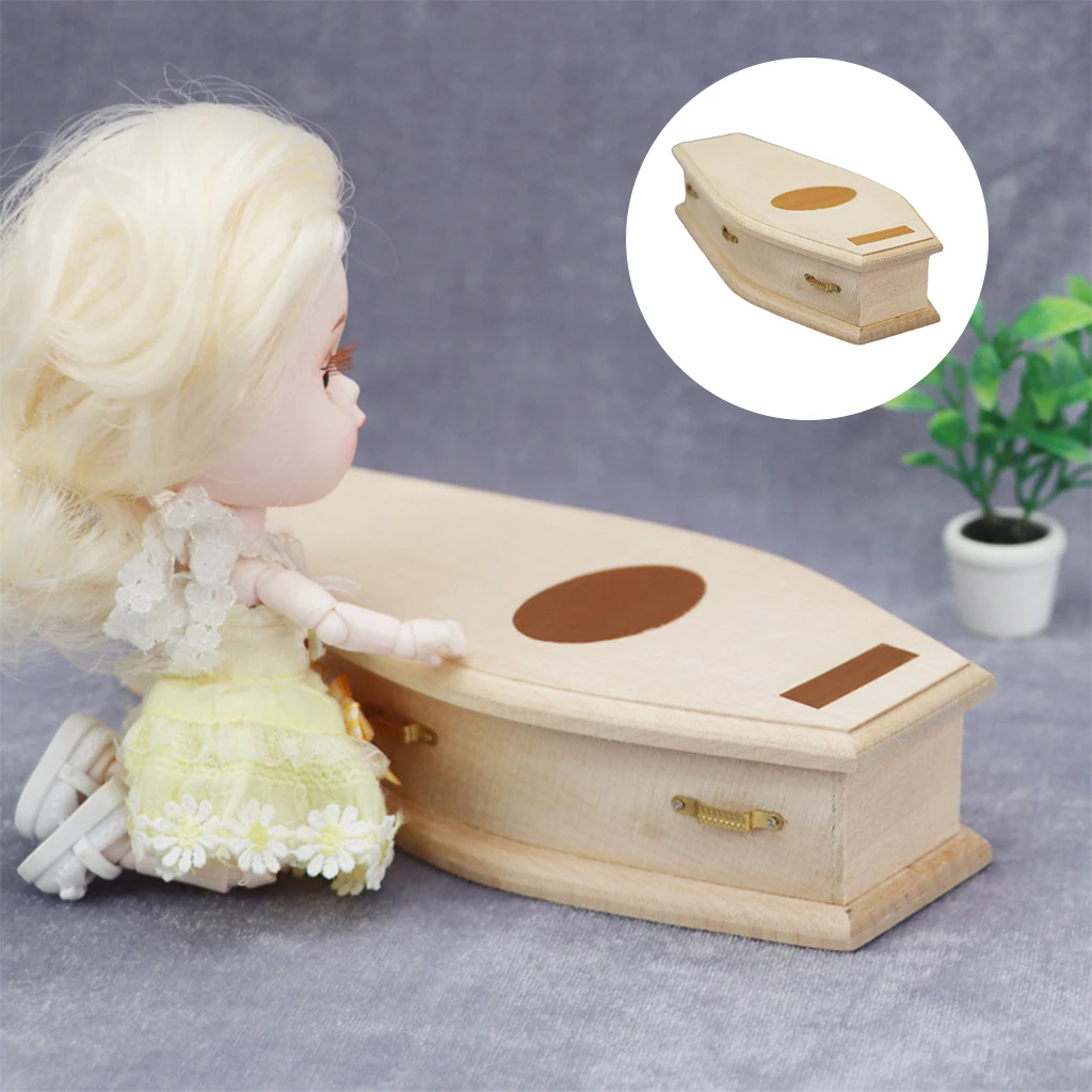 

1:12 Scale Mini Wooden Coffin Model Furniture Supplies Halloween Decor
