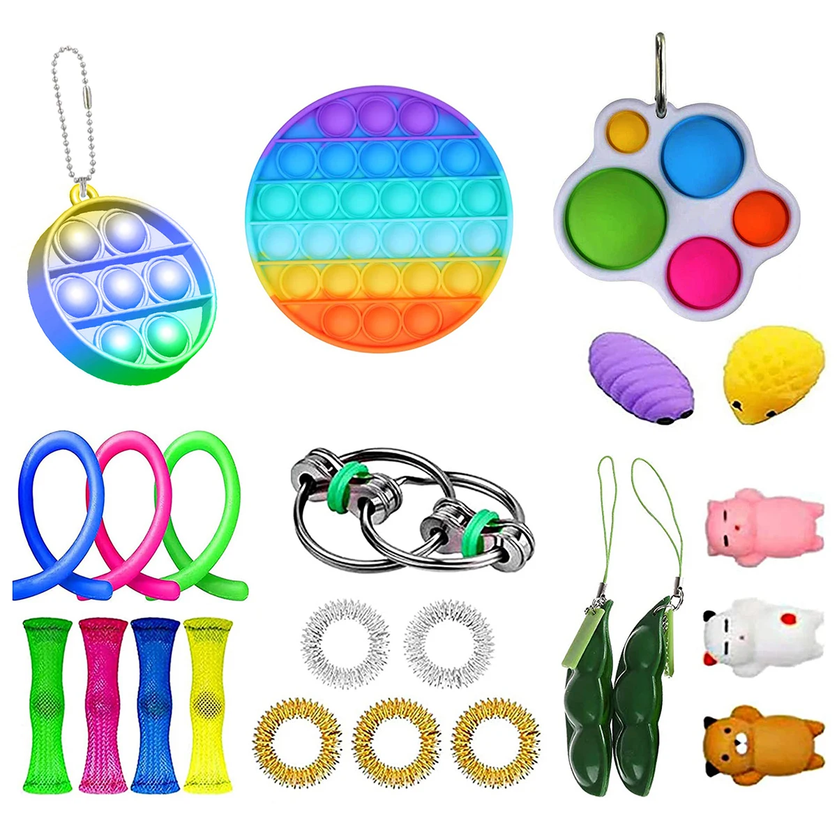 

23 IN 1 Fidget Toys Pops it Sensory Antistress Toy Pack Durable Squishmallow Decompression Sress Reliver Toy For Adults Kids