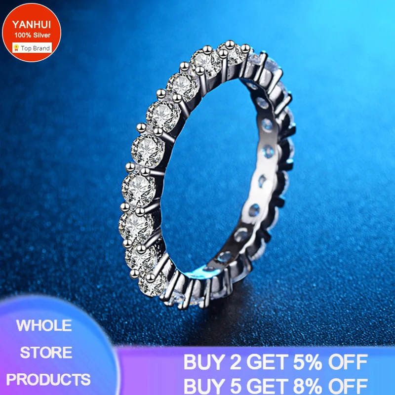 

YANHUI Women Tibetan Silver Wedding Party Finger Rings Dazzling Cubic Zircon Anniversary Gift Proposal Ring Timeless Jewelry