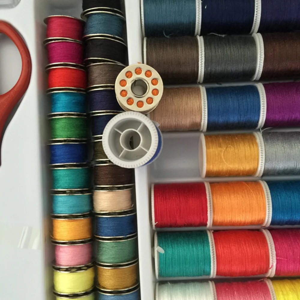 

Sewing Machine Line Thread Spool Set Bobbin Cotton Reel Needle Tape Household Useful Sewing Kit