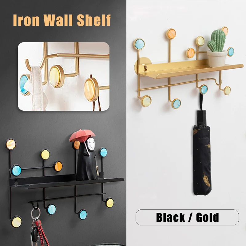 

Металлическая железная декоративная полка, держатель для хранения, вешалка для пальто, сумок, вешалка для ключей, полка, настенный декорати...