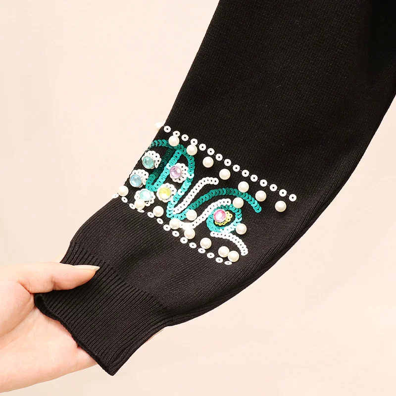 

New Spring Autumn 2 Piece Set Womens Leisure Suit High Quality Embroidered Sweaters+casual Pants Two Piece Set Women Pant Suit