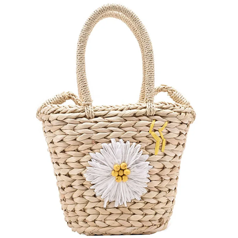 

flower Design Straw Crossbody Bag for Women 2021new Branded Simple Luxury Summer Solid Color Handbags Female Travel