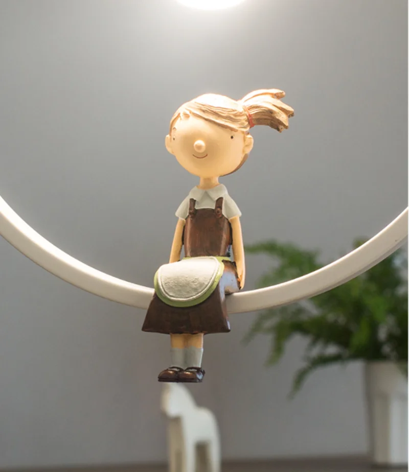 

Iron Ring Boy Girl Pendant Lights for Children Bedroom Hanging Lamp Home Decor Nordic Led Light Fixtures Loft Luminaire Kid Gift