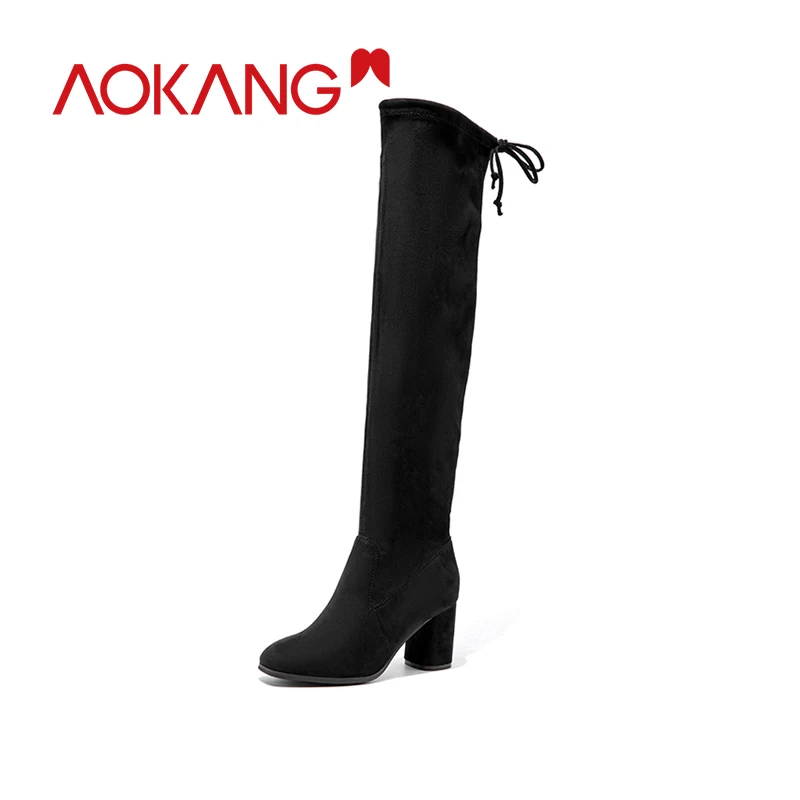 AOKANG/женские ботфорты выше колена пикантные облегающие эластичные сапоги на