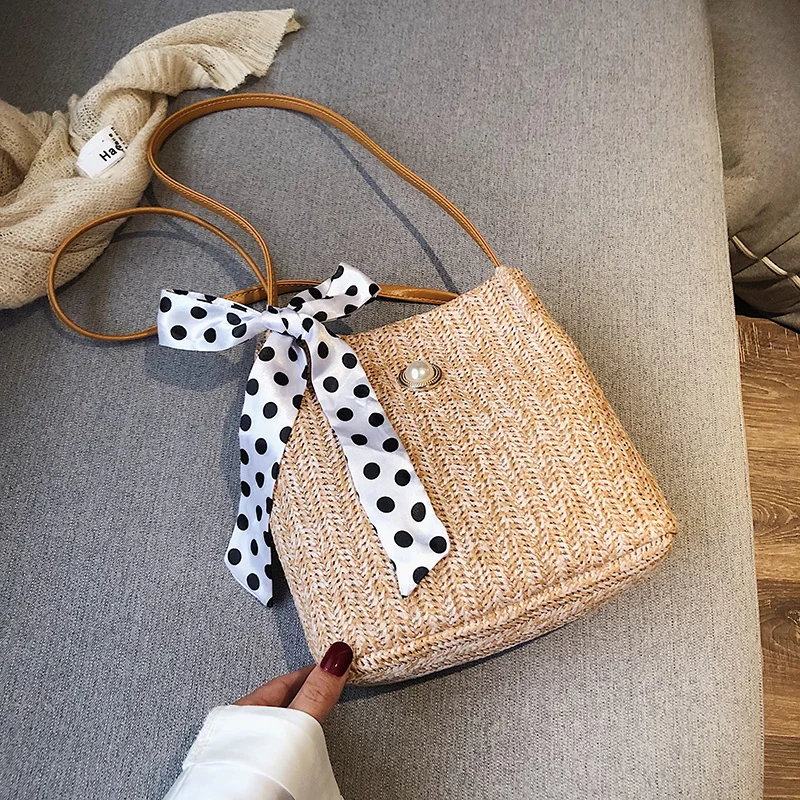 

Summer Beach Bags Hollow Woven Women Bag Vintage Knitted Shoulder Bags Female Handbag