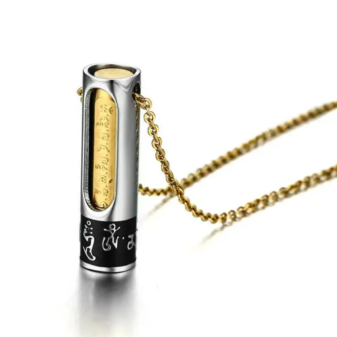 Титановая Сталь шесть слов ожерелье с мантрами Ом Мани Падме Хум молитвенная