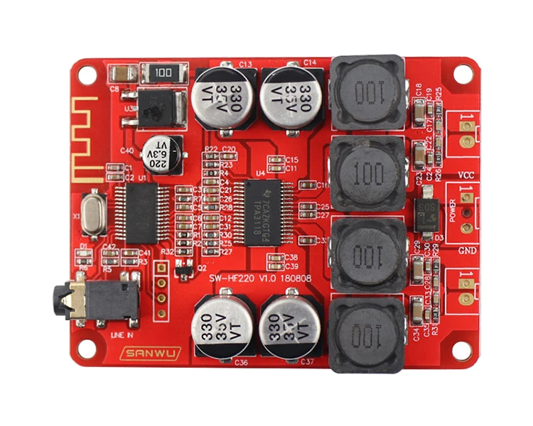 TPA3118 стерео Bluetooth цифровой усилитель мощности плата 2X30 Вт AUX 8-26VDC Bluetooth V5.0