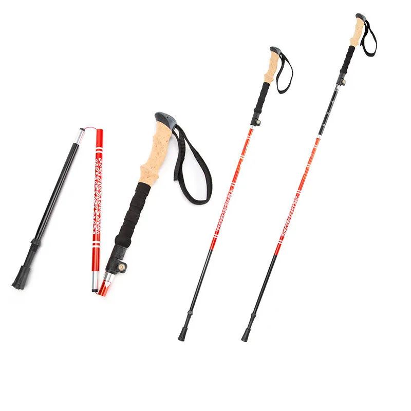 

Outdoor Trekking Poles 5-section Folding Sticks Aluminum Alloy Crutches With External Lock Mini Walking Sticks Climbing Stick