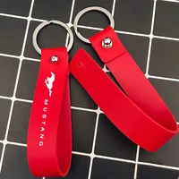 for ford mustang gt shelby pu leather car keychain business gift leather keyrings car key strap waist wallet keychains