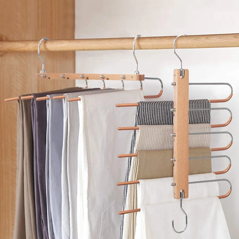 

Multifunctional Pants Rack Space-Saving Wardrobe Hanger 5-Layer 2-Purpose