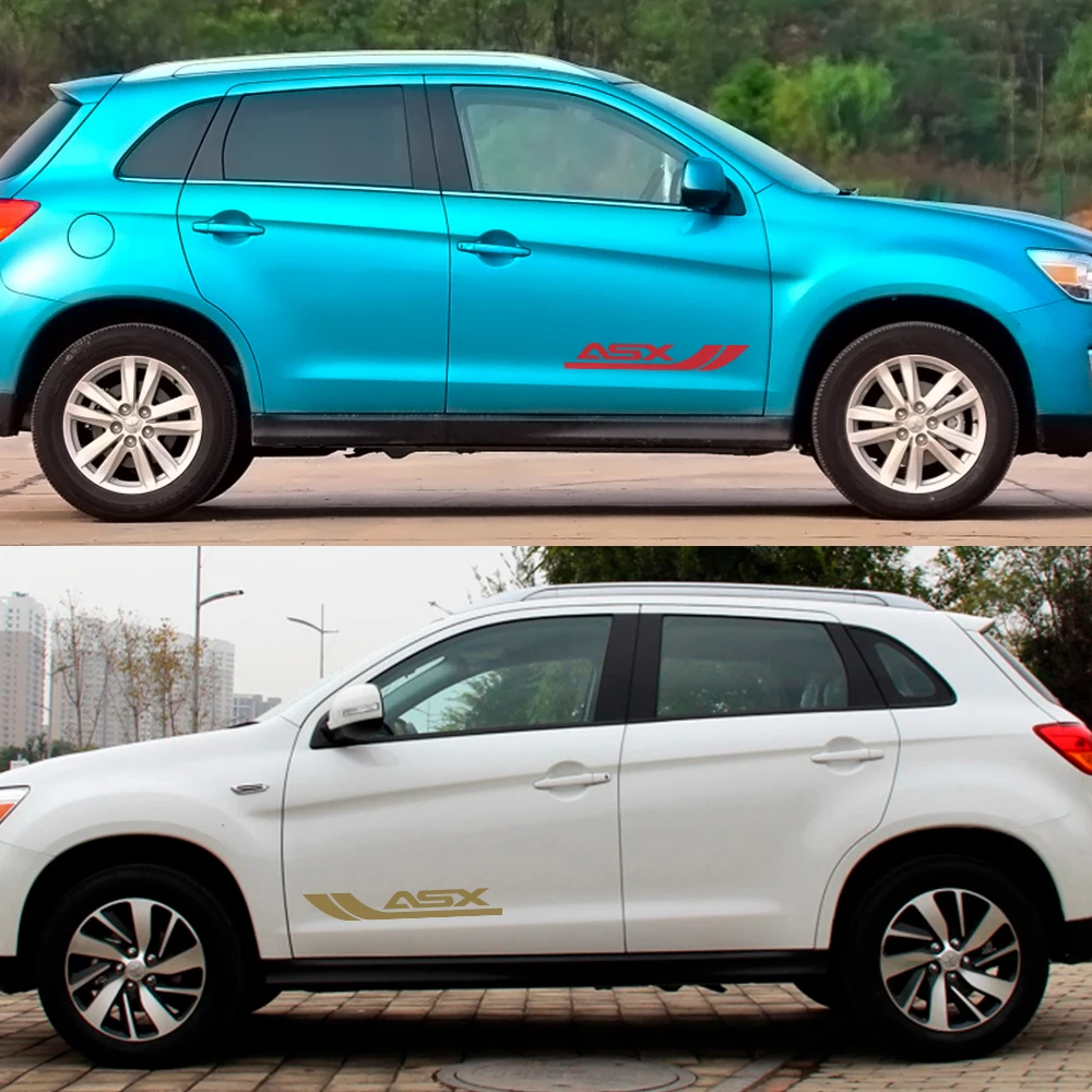 2PCS Car Door Side Stickers For Mitsubishi Lancer 10 3 9 EX Outlander ASX Pajero Tuning Accessories Auto Vinyl Film Decals - купить по