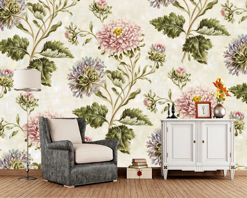 

Papel de parede European style Retro flower pattern background 3d wallpaper mural,living room bedroom wall papers home decor