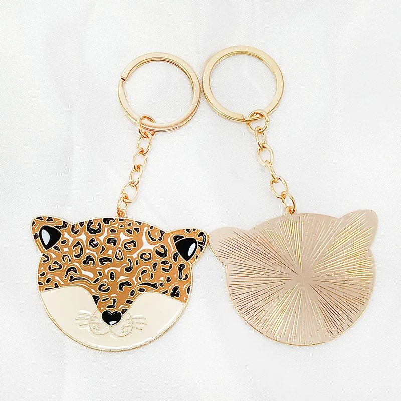 DIY new alloy spotted leopard head keychain pendant creative cute smiling face | Украшения и аксессуары