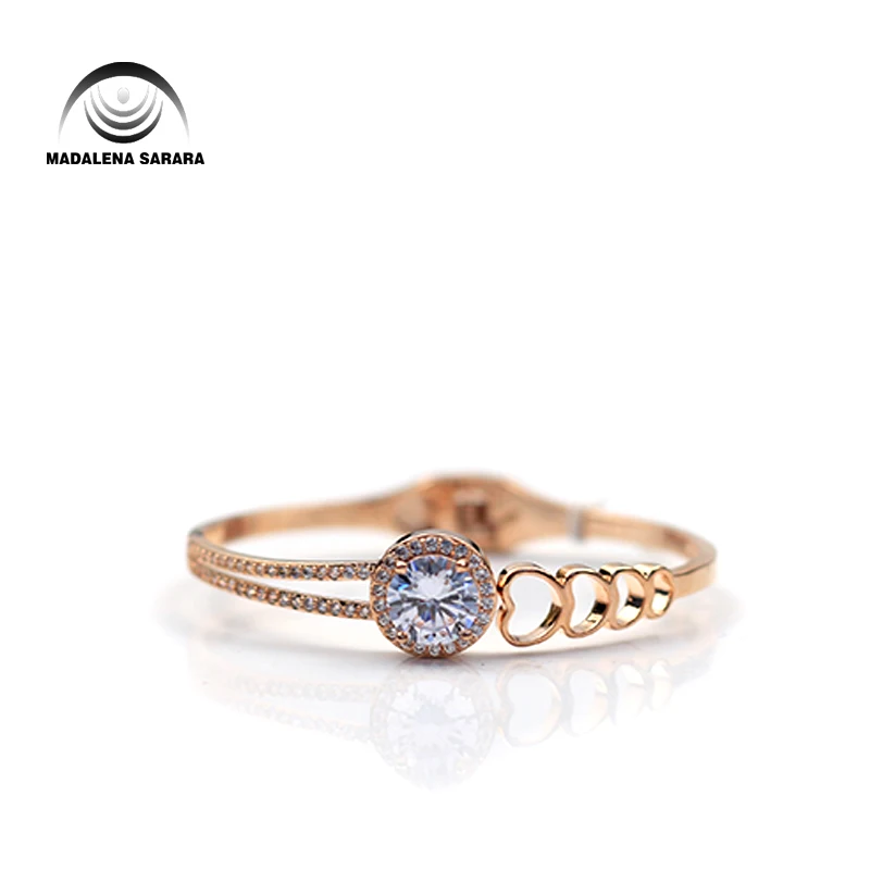 Браслет MADALENA SARARA AAAA инкрустированный цирконом, медный браслет золотого цвета, инкрустированный сердечками, Женские Ювелирные изделия, роскошные, легко открытые