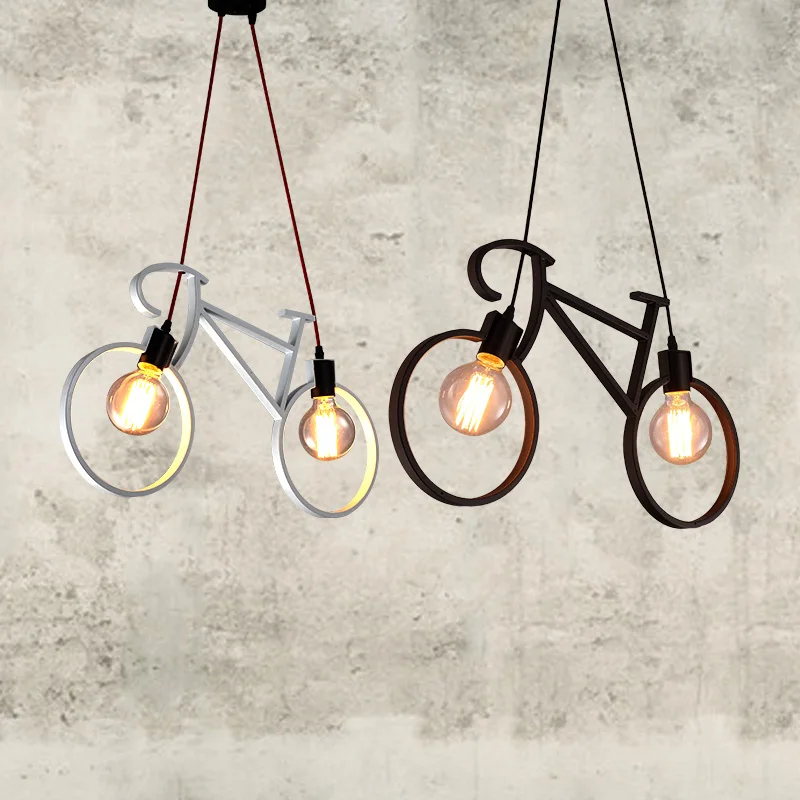 

Creative Retro Bicycle Pendant Light Iron Luminaire Living Room Pendant Lights Simple Restaurant Bar Industrial Hanging Lamps