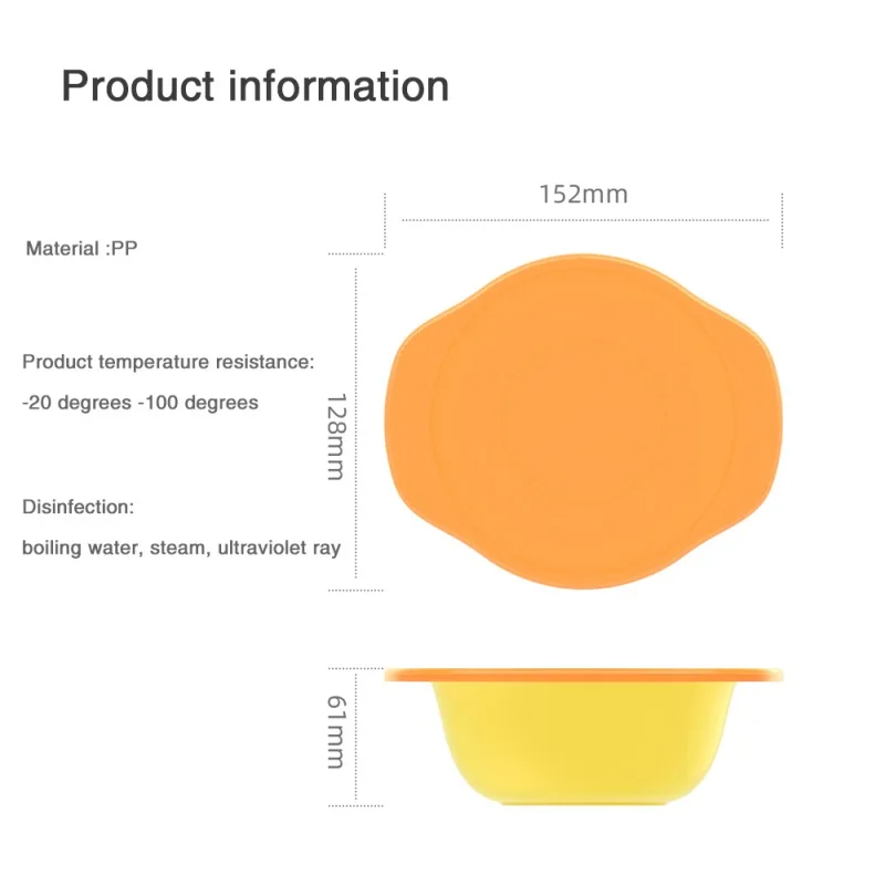 

Baby Food Supplement Bowl Double Ears With Cover Drop-Proof PP Material