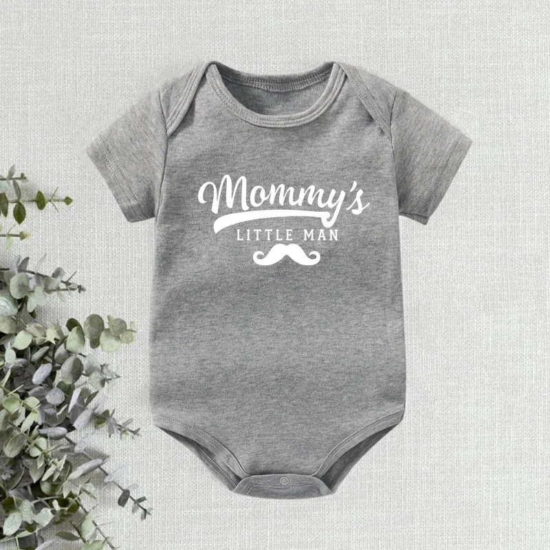 

Mommy's Little Man Newborn Baby Bodysuits Infant Baby Boys Short Sleeve Onesies Funny Jumpsuit Toddler Cute Playsuit