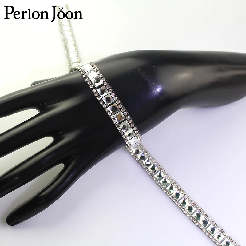 1 ярд белое стекло узор в виде кристаллов стразы отделка горячая фиксация лента