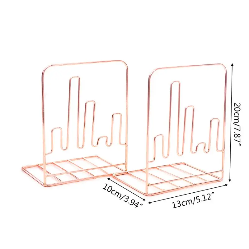 

1 Pair Creative Electrocardiogram Shape Bookends Book Support Stand Desk Holder