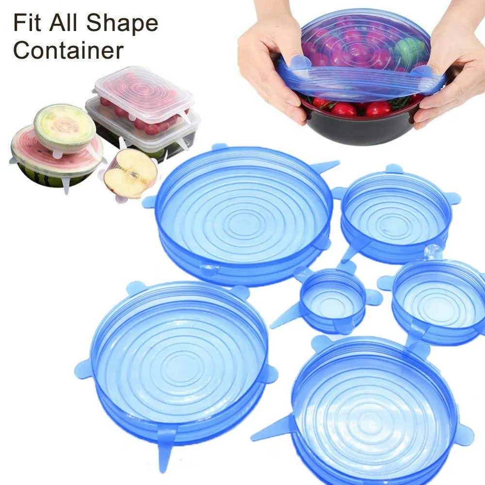 6 шт. силиконовые регулируемые эластичные крышки для чаши | Дом и сад
