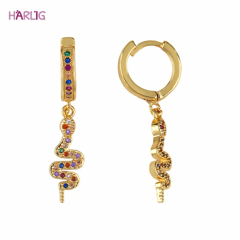 Женские латунные серьги с радужным камнем золотого цвета|Серьги-подвески| |