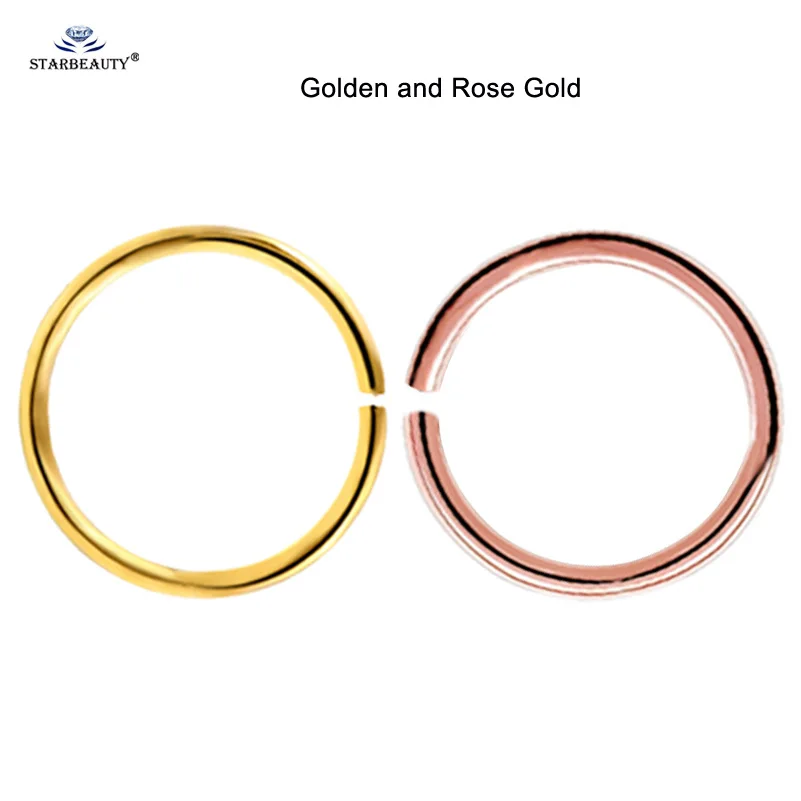 Golden and Rose Gold 2 шт 20 г 0,8 мм Тонкий поддельный нос кольцо перегородка спираль ноздри пирсинг Лабрет губы поддельные пирсинг титана хряща поддельные серьги обруч - Окраска металла: Golden and Rose Gold