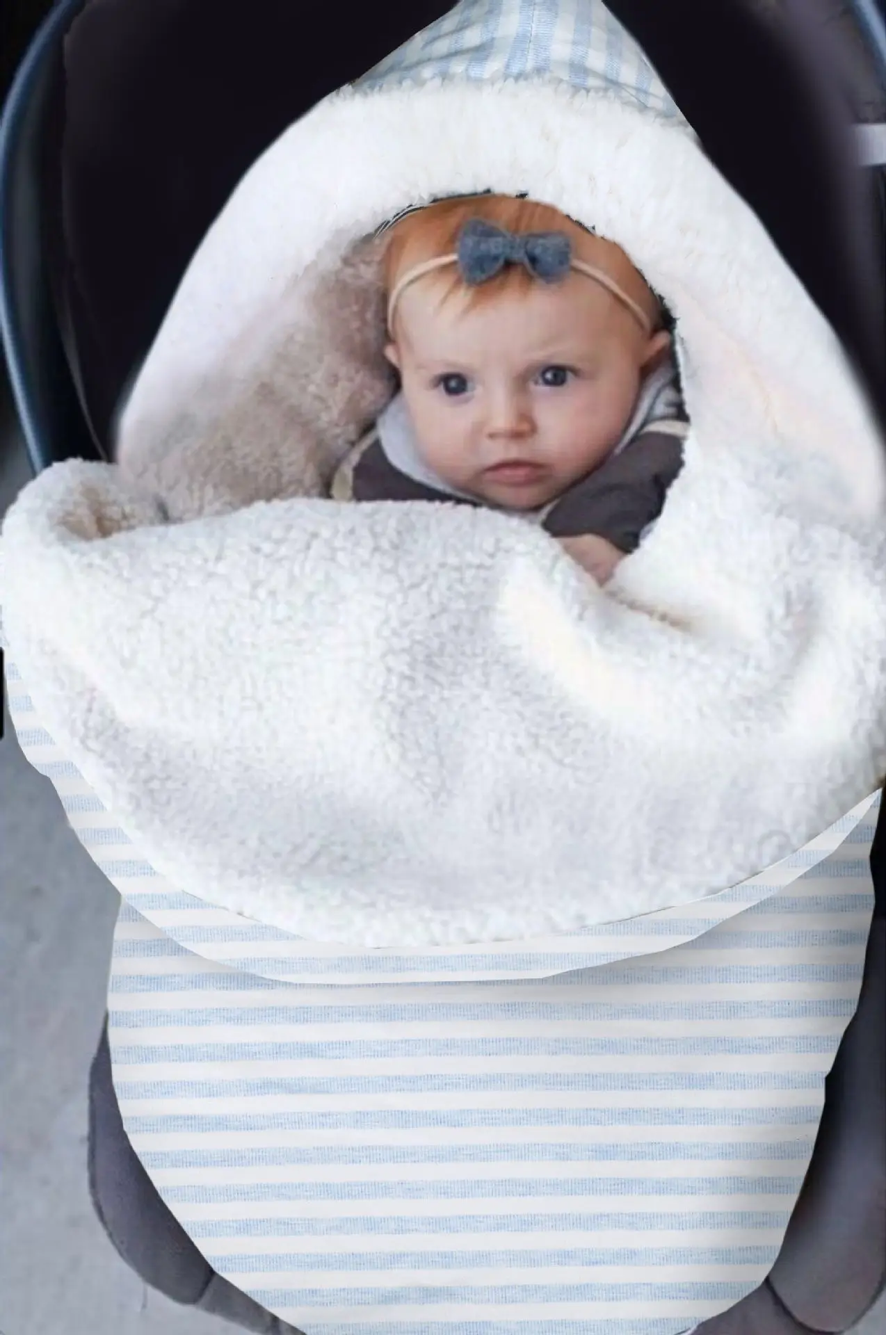 

Newborn Baby Winter Stroller Wrap Blanket Footmuff Thick Warm Knit Crochet Swaddle Sleeping Bags Toddler Little Baby Sleep Sack